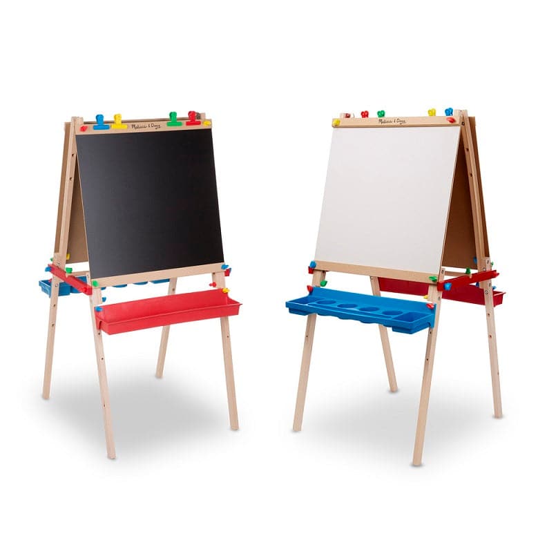 Kids Easel with Paper Roll Double-Sided Whiteboard & Chalkboard Wooden Art  Easel Height Adjustable Standing Easel with Bead Numbers Alphabet Animal