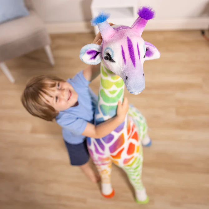 Melissa & Doug-Rainbow Giraffe - Lifelike Animal Giant Plush-32203-Legacy Toys