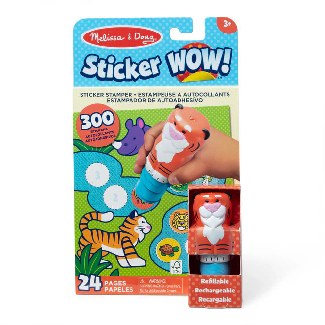 Melissa & Doug-Sticker WOW! Activity Pad & Sticker Stamper - Tiger-32014-Legacy Toys