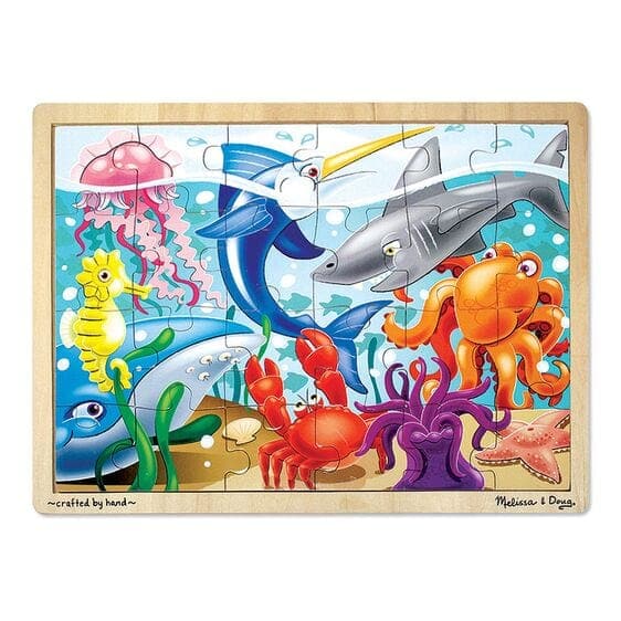 Melissa & Doug-Wooden Jigsaw Puzzle Under the Sea - 24 Piece-50645-Legacy Toys