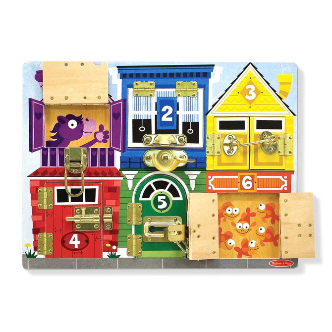 Melissa & Doug-Wooden Latches Board-3785-Legacy Toys