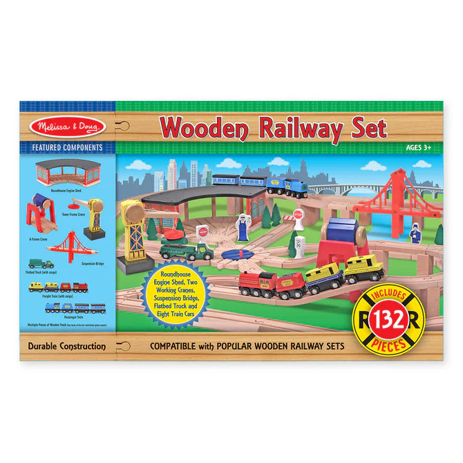 Melissa & Doug-Wooden Railway Set-701-Legacy Toys