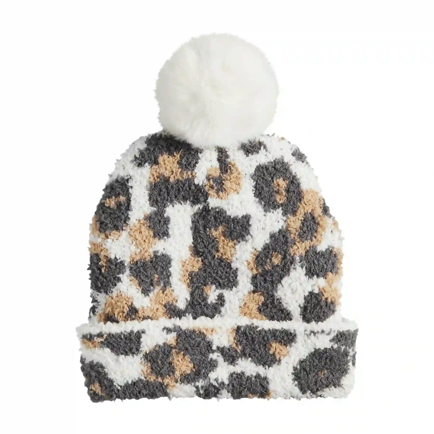 Mudpie-Ivory Leopard Knit Hat-16010153I-Legacy Toys