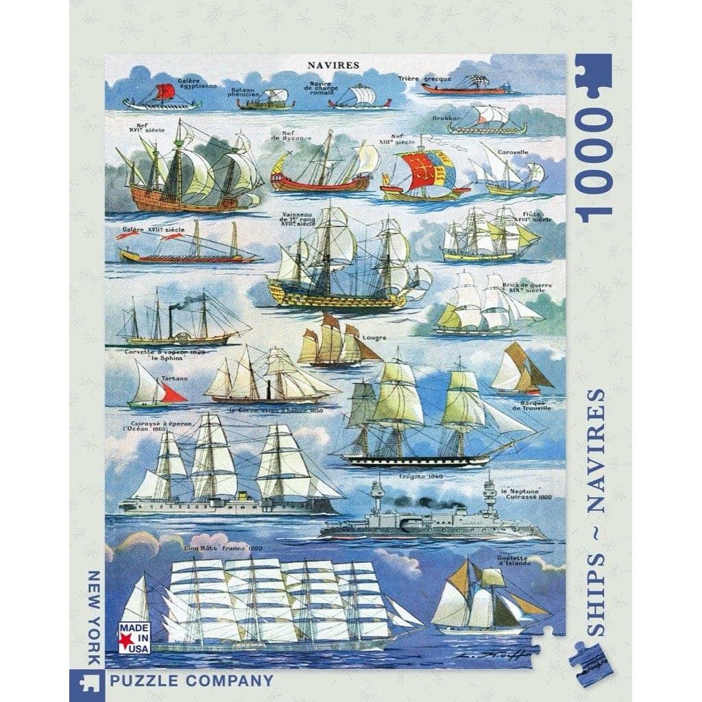 New York Puzzle Company-Vintage - Navires Ships - 1,000 Piece Puzzle-NPZPD2015-Legacy Toys