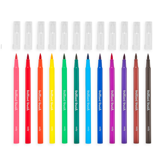 Ooly-Brilliant Brush Markers - Set of 12-130-068-Legacy Toys