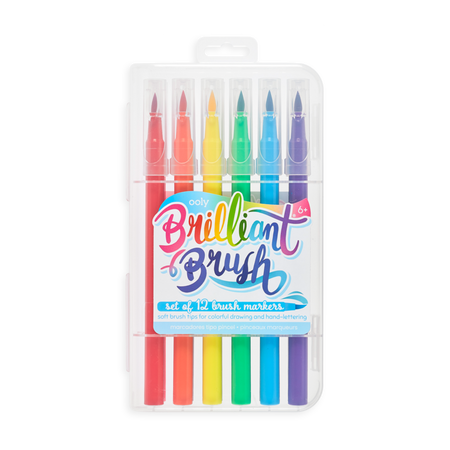 Ooly-Brilliant Brush Markers - Set of 12-130-068-Legacy Toys