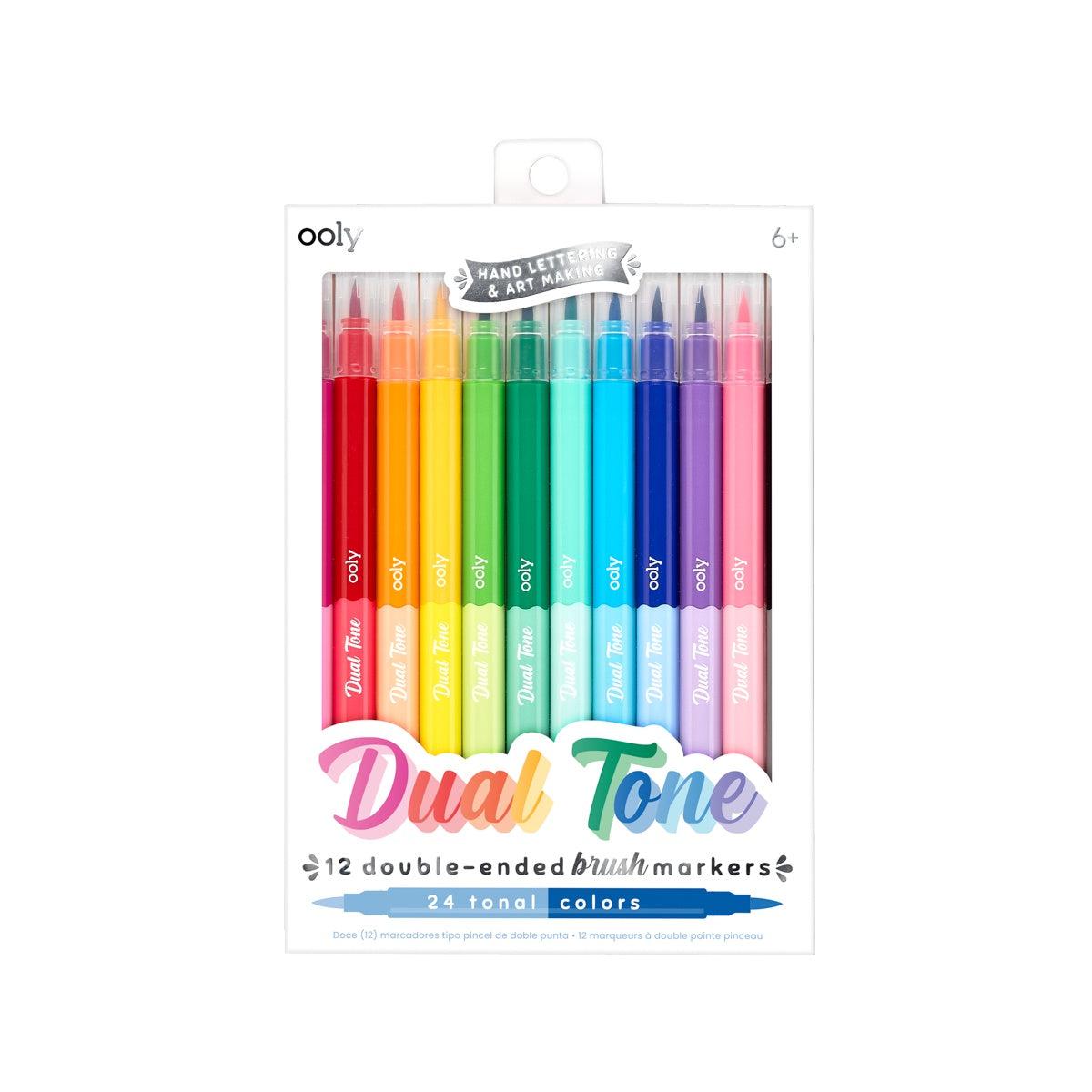 Ooly-Dual Tone Double Ended Brush Markers - Set of 12-130-085-Legacy Toys
