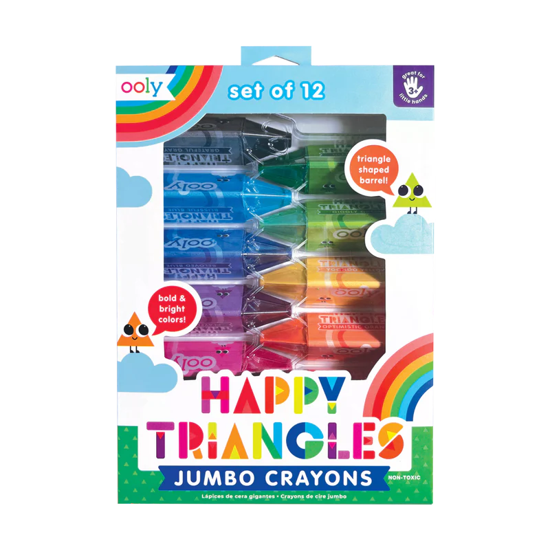 Ooly-Happy Triangles Jumbo Crayons - Set of 12-133-107-Legacy Toys
