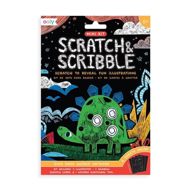 Ooly-Mini Kit Scratch and Scribble Scratch Art Kit - Dino Days-161-042-Legacy Toys