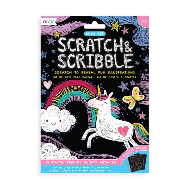 Ooly-Mini Kit Scratch and Scribble Scratch Art Kit - Funtastic Friends-161-043-Legacy Toys