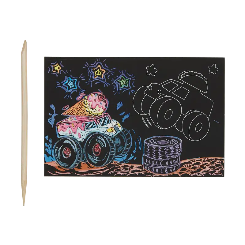 Ooly-Mini Kit Scratch and Scribble Scratch Art Kit - Monster Truck-161-074-Legacy Toys