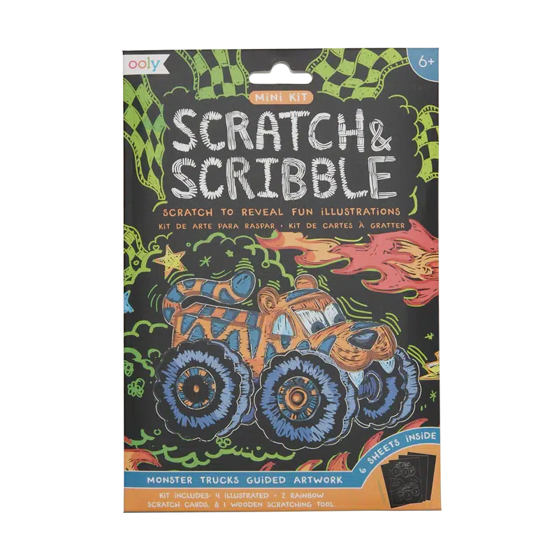 Ooly-Mini Kit Scratch and Scribble Scratch Art Kit - Monster Truck-161-074-Legacy Toys