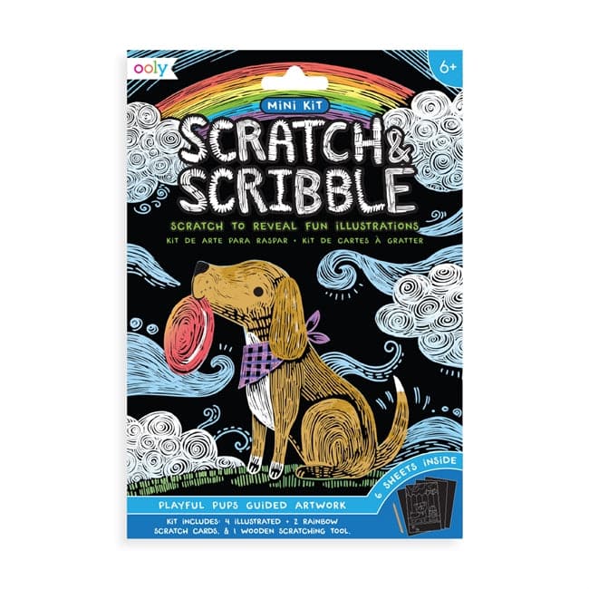 Ooly-Mini Kit Scratch and Scribble Scratch Art Kit - Playful Pups-161-044-Legacy Toys