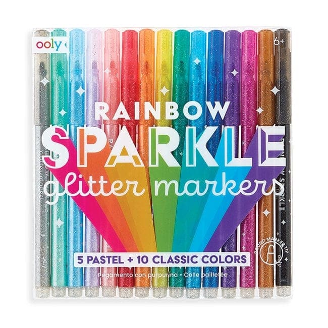 Ooly-Rainbow Sparkle Glitter Markers - Set of 15-130-063-Legacy Toys