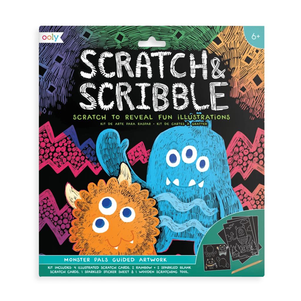 Ooly-Scratch and Scribble Scratch Art Kit - Monster Pals-161-028-Legacy Toys
