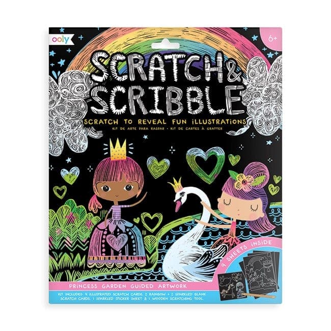 Ooly-Scratch and Scribble Scratch Art Kit - Princess Garden-161-038-Legacy Toys