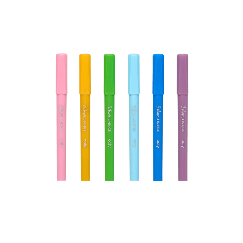 Ooly-Silver Linings Silver Ink Markers Set Of 6-OOL-130-082-Legacy Toys