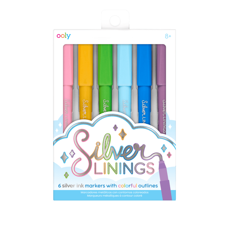 Ooly-Silver Linings Silver Ink Markers Set Of 6-OOL-130-082-Legacy Toys