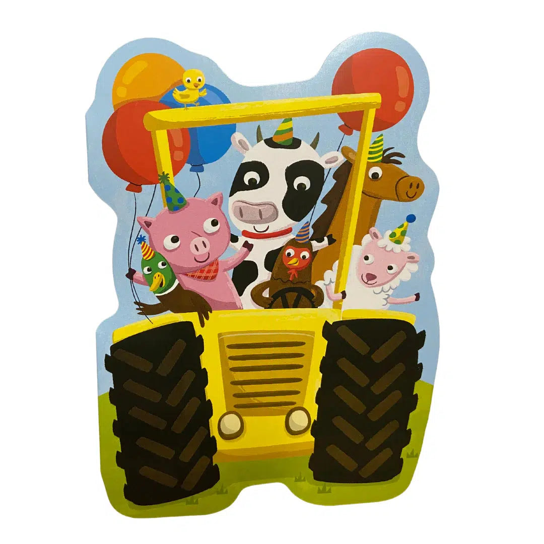 Peaceable Kingdom-Birthday Tractor Die Cut Birthday Card-54425G-Legacy Toys