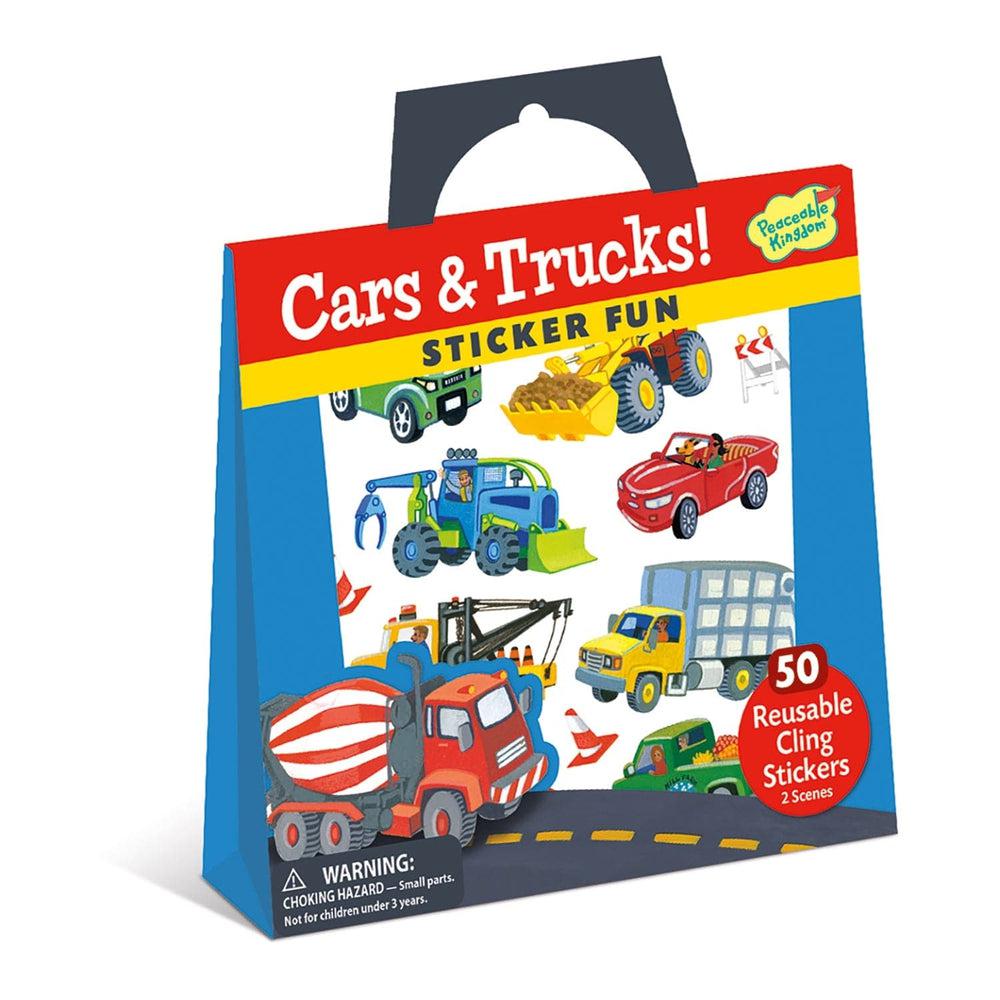 Peaceable Kingdom-Cars and Trucks Reusable Sticker Tote-SP66-Legacy Toys