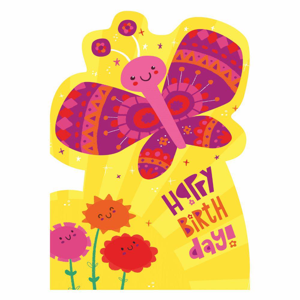 Peaceable Kingdom-Flocked Birthday Cards Butterfly-5832F-Legacy Toys