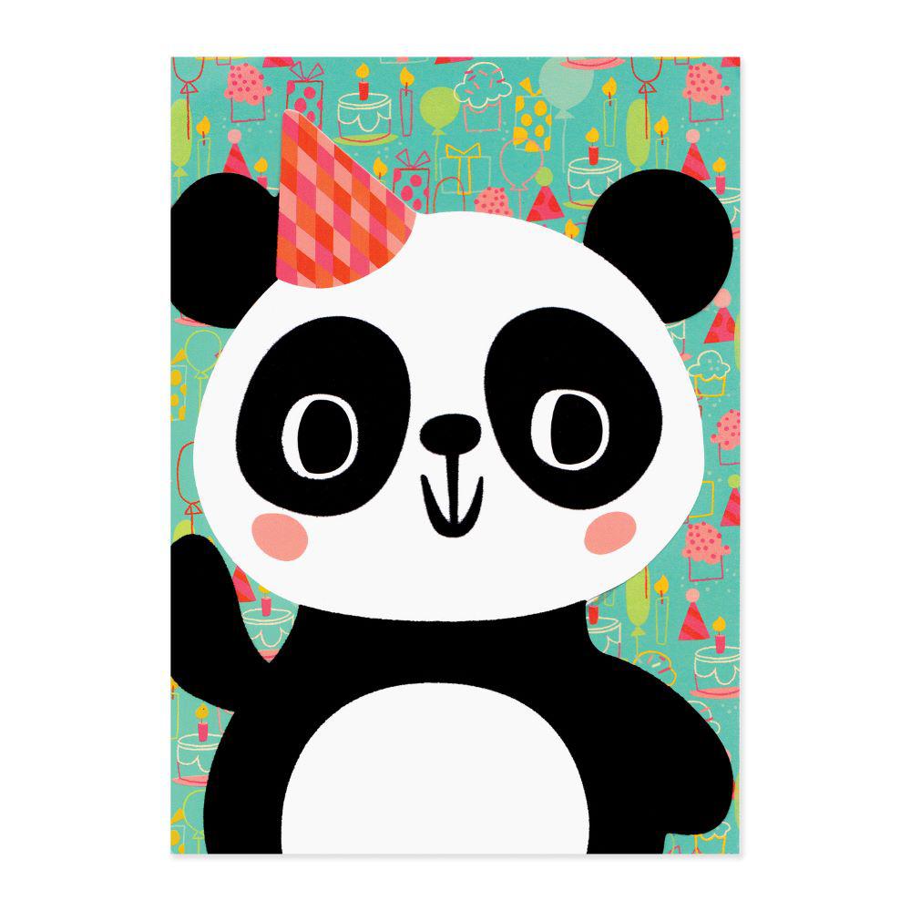 Peaceable Kingdom-Flocked Birthday Cards Panda-5668F-Legacy Toys