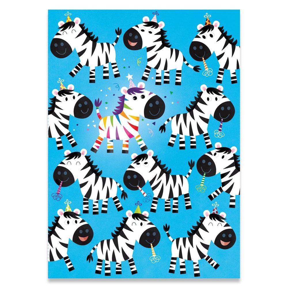 Peaceable Kingdom-Flocked Birthday Cards Zebra-11047-Legacy Toys