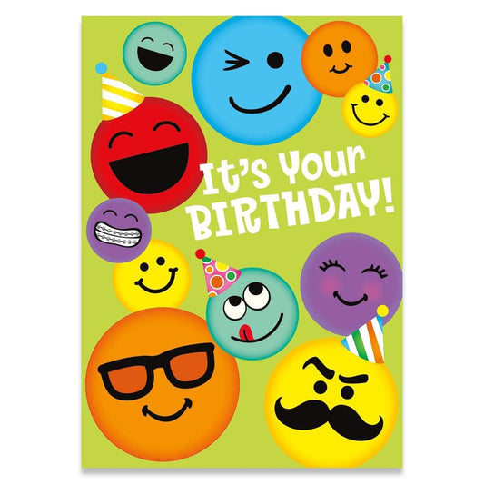 Peaceable Kingdom-Glitter Smiley Faces Birthday Card-11499-Legacy Toys