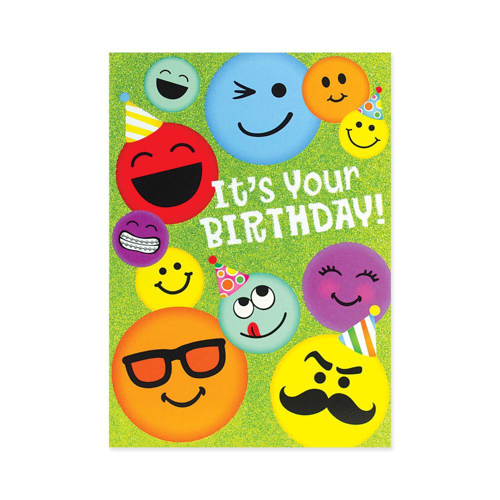 Peaceable Kingdom-Glitter Smiley Faces Birthday Card-11499-Legacy Toys