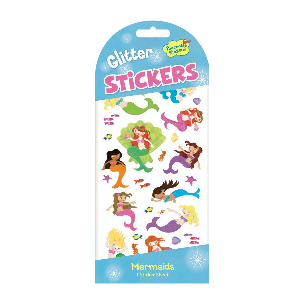 Peaceable Kingdom-Glitter Sticker Pack - Mermaids-STK191-Legacy Toys
