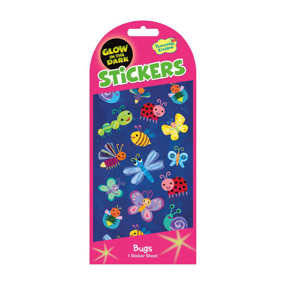Peaceable Kingdom-Glow In The Dark - Cute Bug Stickers-STK222-Legacy Toys