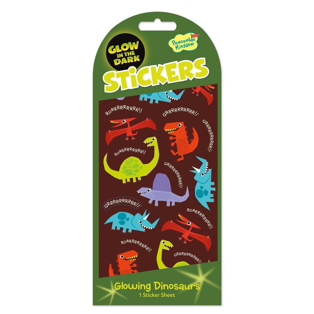 Peaceable Kingdom-Glow in the Dark Sticker Pack - Dinosaurs-STK109-Legacy Toys