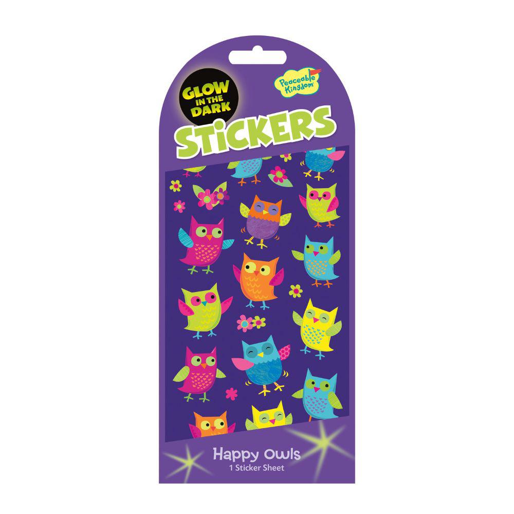 Peaceable Kingdom-Glow in the Dark Sticker Packs - Happy Owls-STK169-Legacy Toys