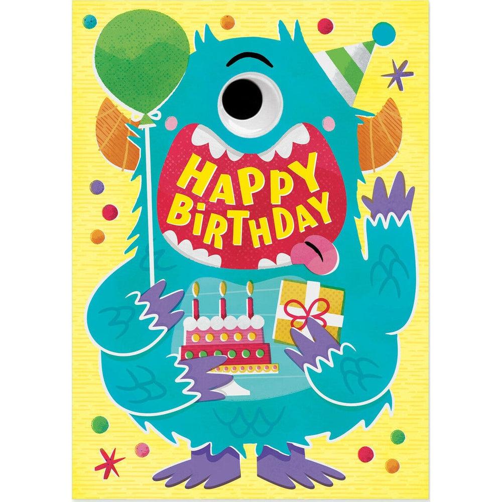 Peaceable Kingdom-Googly Eyes - Blue Monster Birthday Card-6102GE-Legacy Toys