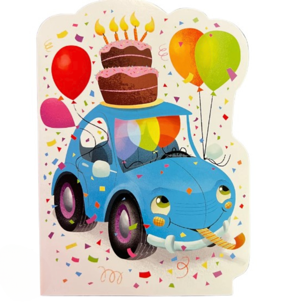 Peaceable Kingdom-Happy Birthday Car Die-Cut Card-5863G-Legacy Toys