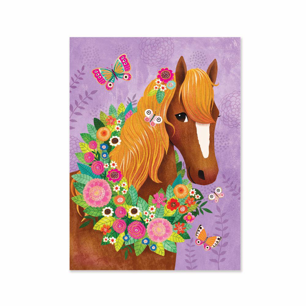 Peaceable Kingdom-Horse and Butterfly Foil Birthday Card-5750FC-Legacy Toys