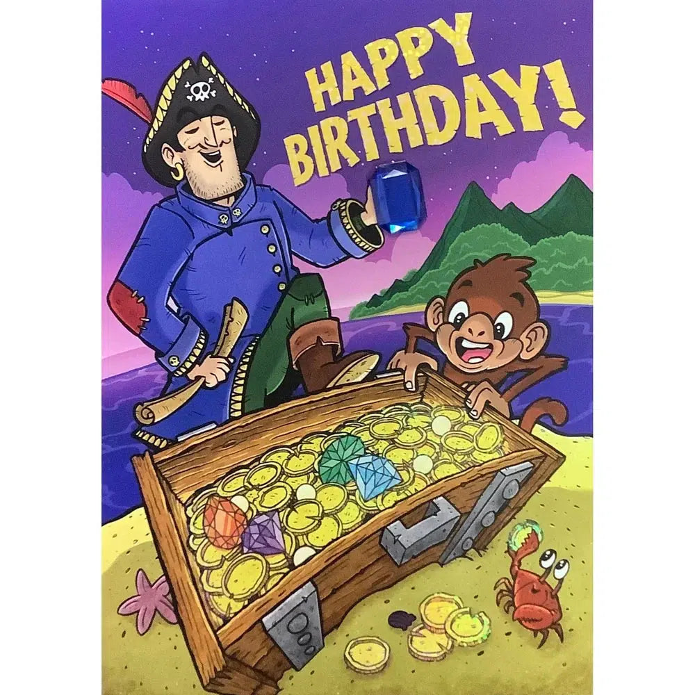 Peaceable Kingdom-Jewel Birthday Card Pirate Treasure Chest-6900JL-Legacy Toys