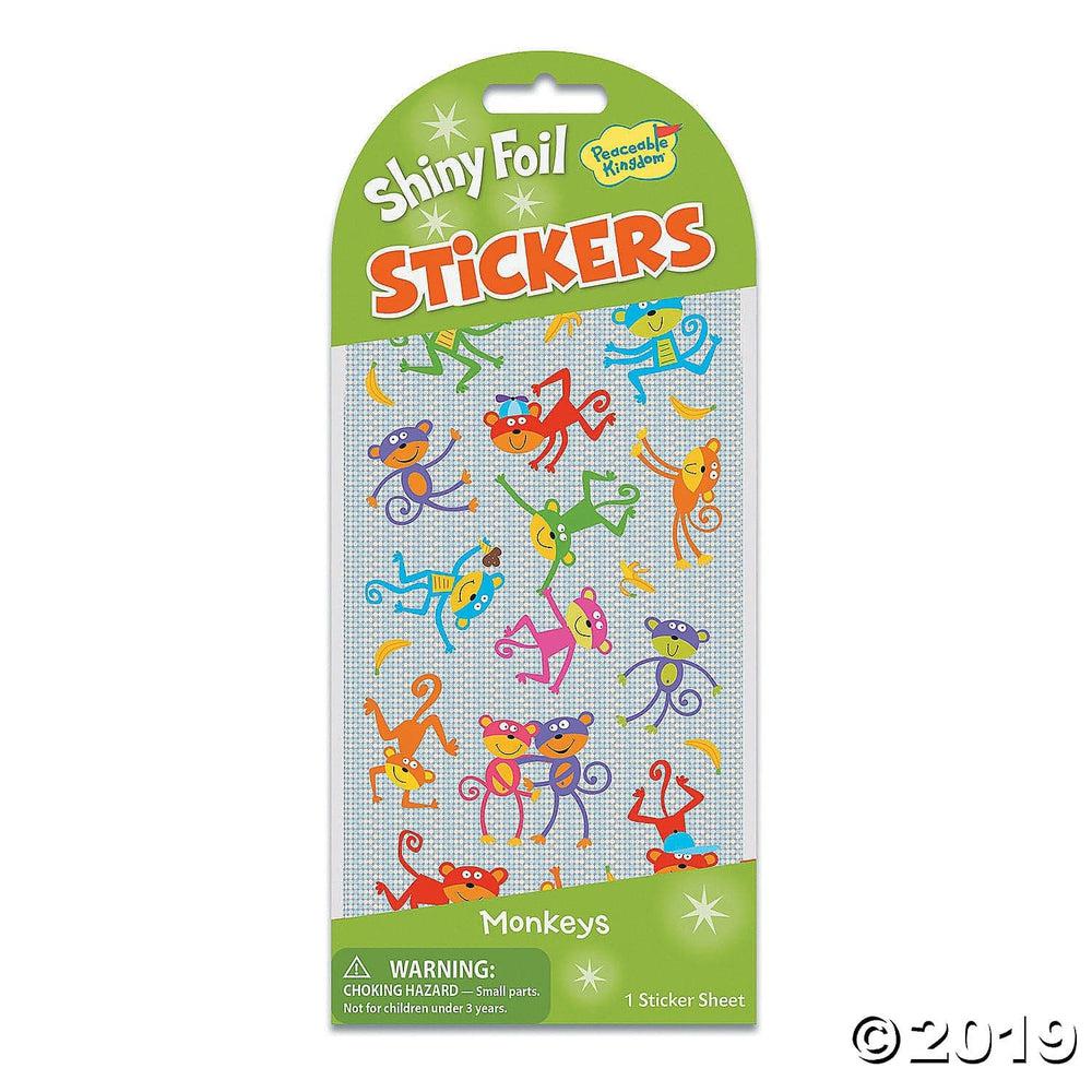 Peaceable Kingdom-Monkeys Foil Sticker Pack-STK211-Legacy Toys