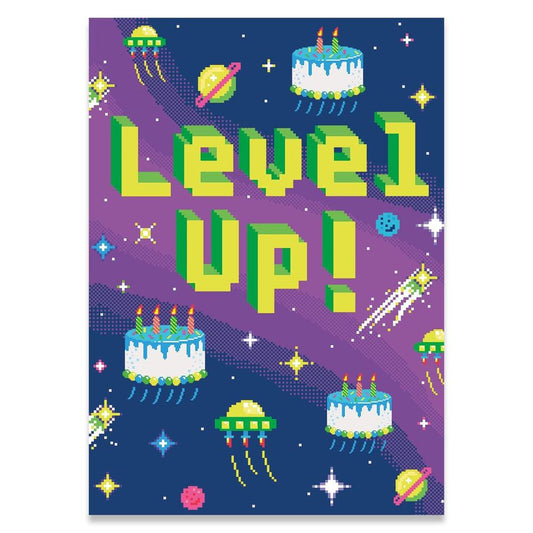 Peaceable Kingdom-Neon Birthday Card Level Up-5937NE-Legacy Toys