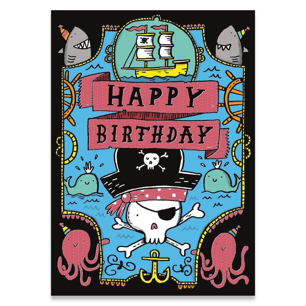 Peaceable Kingdom-Neon Birthday Card Pirate-10997-Legacy Toys