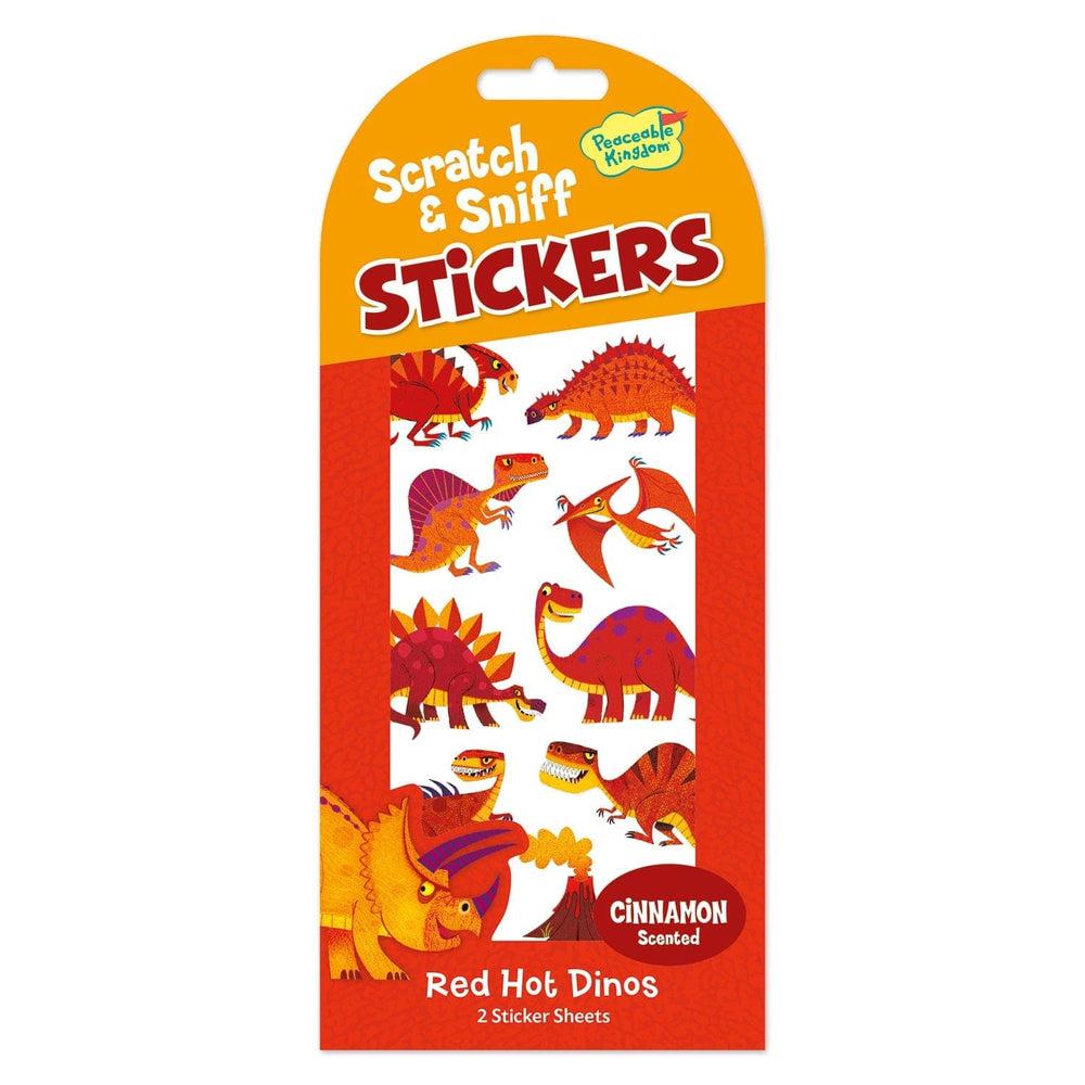 Peaceable Kingdom-Scratch and Sniff Sticker Pack-STK186-Red Hot Dinosaurs-Legacy Toys
