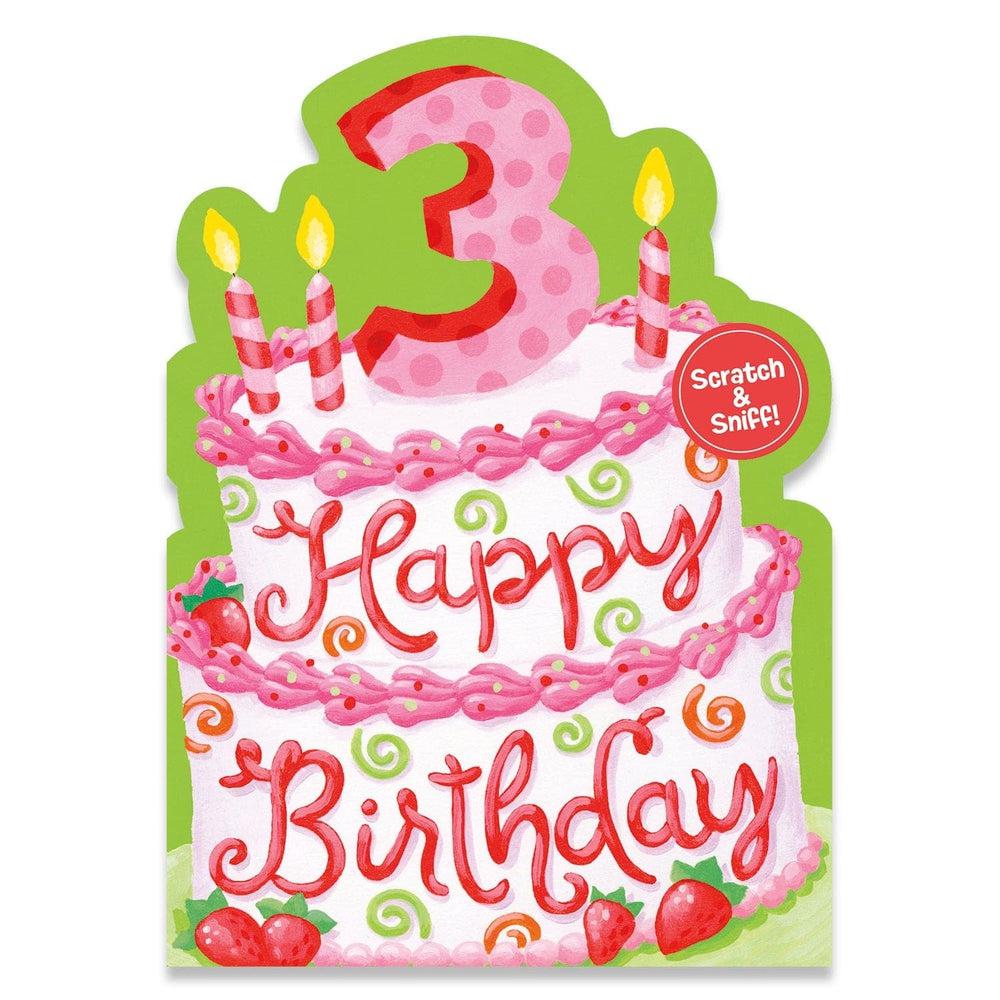 Peaceable Kingdom-Scratch & Sniff Birthday Card - Age 3 Strawberry-5803G-Legacy Toys