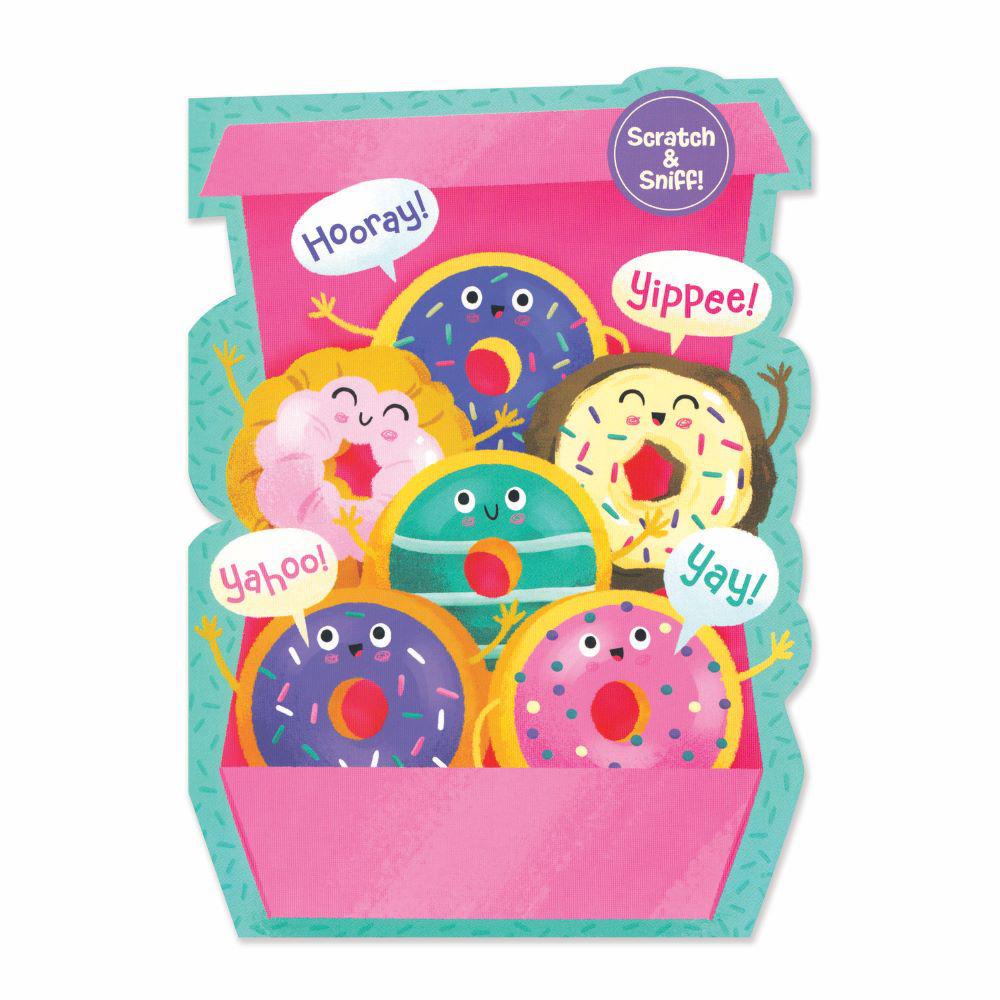 Peaceable Kingdom-Scratch & Sniff Birthday Card - Box of Donuts-5784SS-Legacy Toys