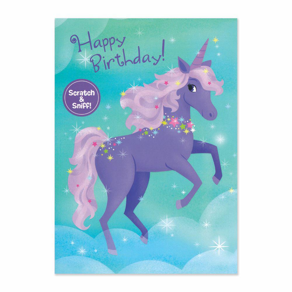 Peaceable Kingdom-Scratch & Sniff Birthday Card - Grape Unicorn-11227-Legacy Toys