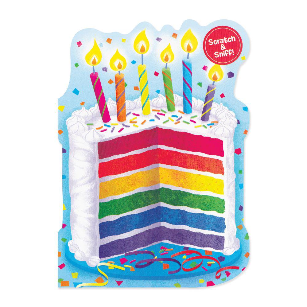 Peaceable Kingdom-Scratch & Sniff Birthday Card - Rainbow Cake-5785SS-Legacy Toys