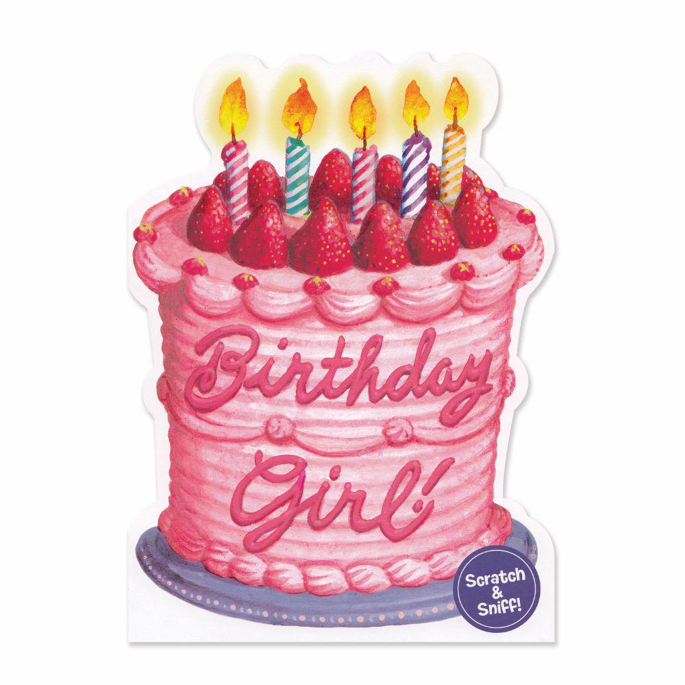 Peaceable Kingdom-Scratch & Sniff Birthday Card - Strawberry Birthday Cake-4812SS-Legacy Toys