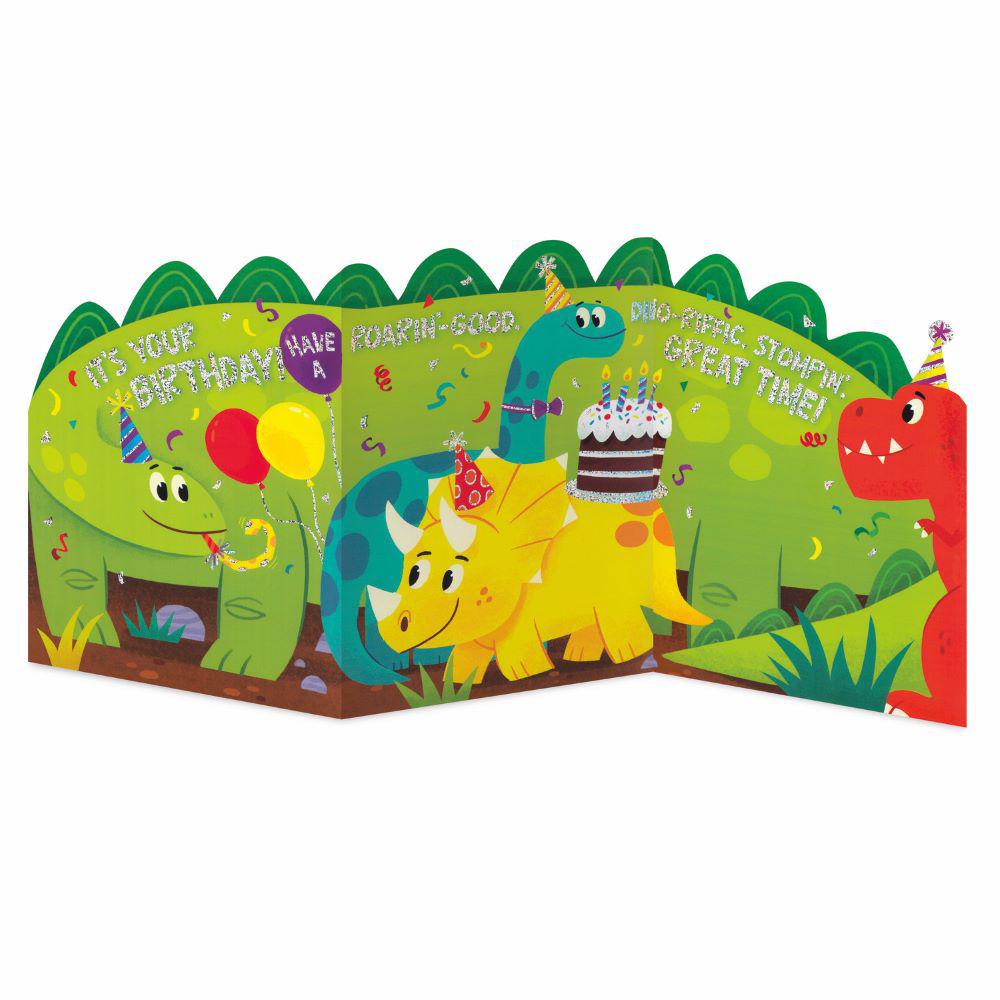 Peaceable Kingdom-Tri Fold Birthday Card - Dinosaur-5921TF-Legacy Toys