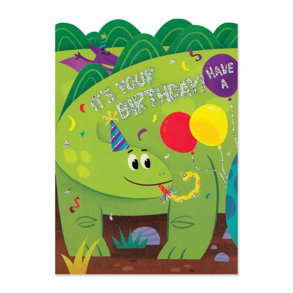 Peaceable Kingdom-Tri Fold Birthday Card - Dinosaur-5921TF-Legacy Toys