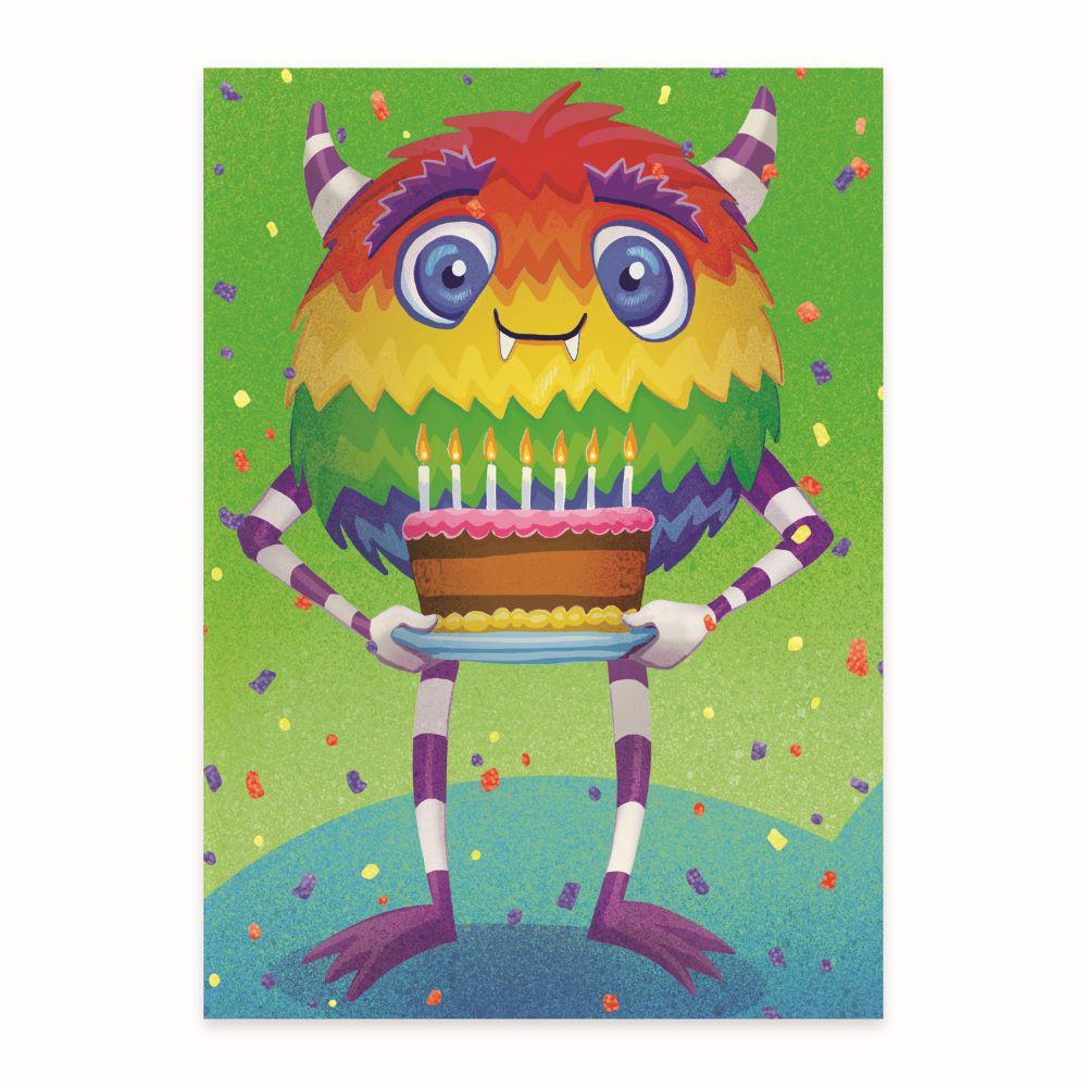 Peaceable Kingdom-Tri Fold Birthday Card - Monster Party-11389-Legacy Toys