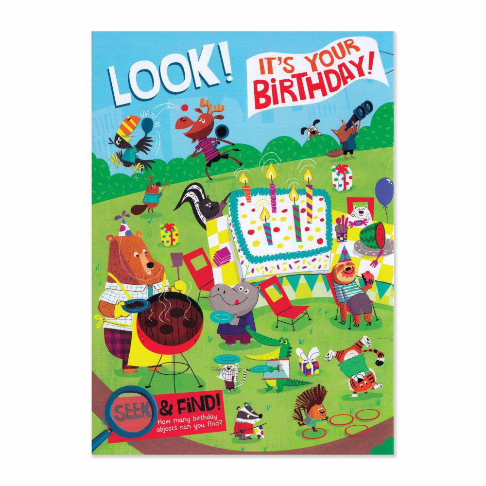 Peaceable Kingdom-Tri Fold Birthday Card - Seek & Find-11386-Legacy Toys